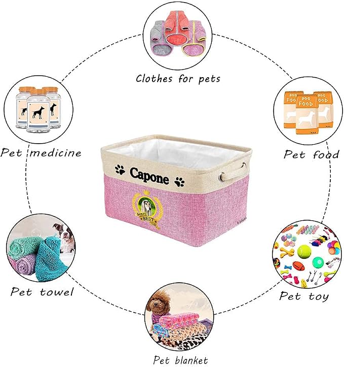 Custom Name Collapsible Dog Toy Storage Basket Bin World's Best Dog Norwegian Lundehund Foldable Pet Toy Box Closet Shelf Baskets Organizer for Bedroom Home Dog Cat with Handles Brown