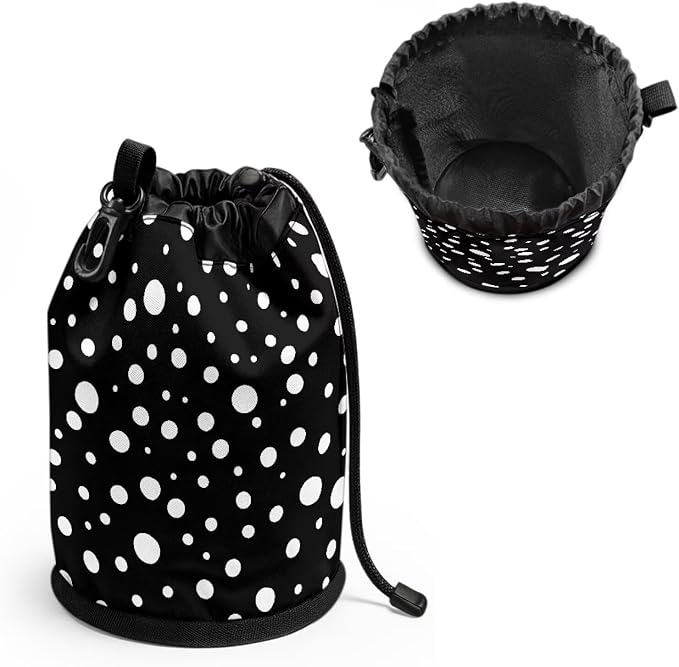Large Capacity Clothespin Bag with Hanging Hook White Polka Dot Waterproof Clothes Pin Hanging Bag Clothespin Storage Organizer with Large Opening