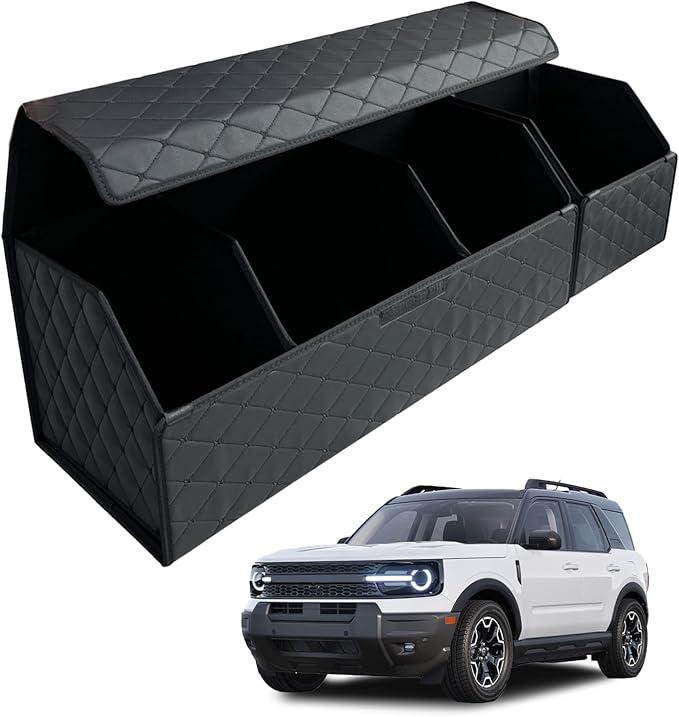 Car Trunk Organizer for For Ford Bronco - Custom Fit,Easy Installation，Large Space Outdoor Trunk Organizer with Leather,Hook and Loop Fastener,4-Layer Cover,For Ford Bronco 2021-2025