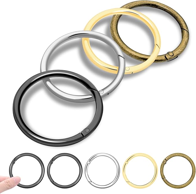 CooBigo 12Pack 2" Large Round Carabiner Clips, Metal Spring O Rings for Organizer Key Rings, Paracord Keychain Lanyard, Pet Chains, Purse Hardware, Key Snap Hooks DIY Accessory (Assorted)