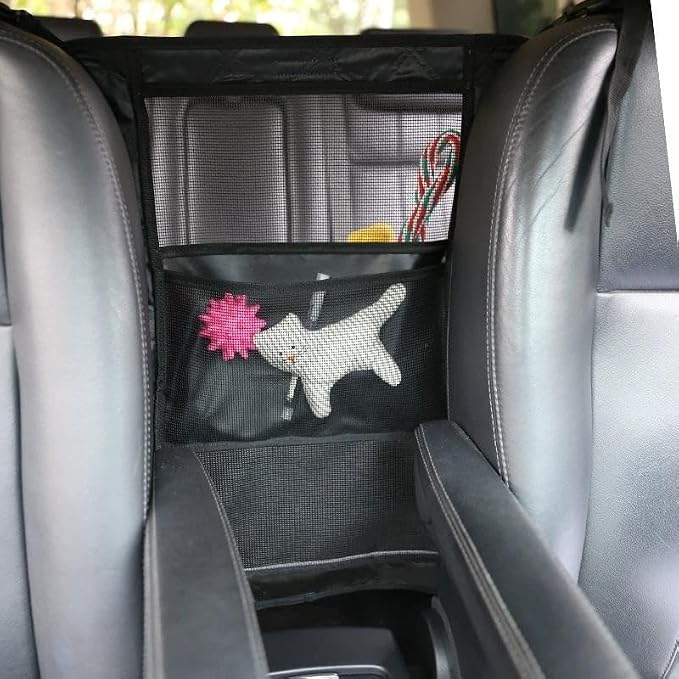 Dog Pet Net Barrier for Dodge Charger SRT Hellcat Scat Pack 2015-2023, Pet Safety Net with Storage Pockets, Prevents Dogs from Jumping to Front Seat, Easy Install