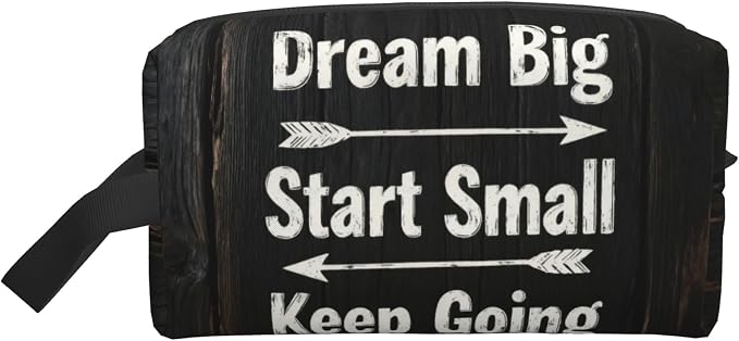 Inspirational Wood Wall Art Makeup Bag - Durable 600D Oxford Fabric Travel Cosmetic Bag, Shockproof Foam Padded Toiletry Organizer for Gym & Daily Use 10x6.2x4.9 Inch