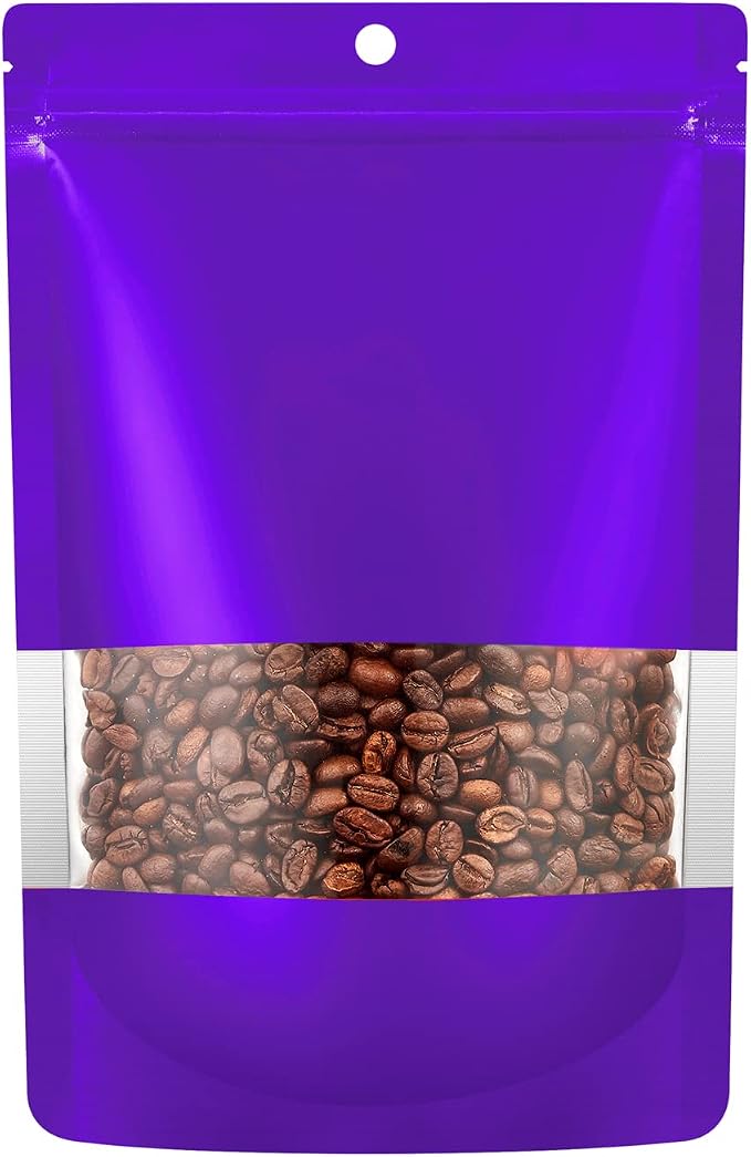 60 Pack Stand up Matte Metallic Storage Bags with Clear Front Window Heat-Sealable Resealable Solid Color Pouches for Food Storage Containers Organizer(Purple,5.9 * 8.6 inch,Pack of 60)