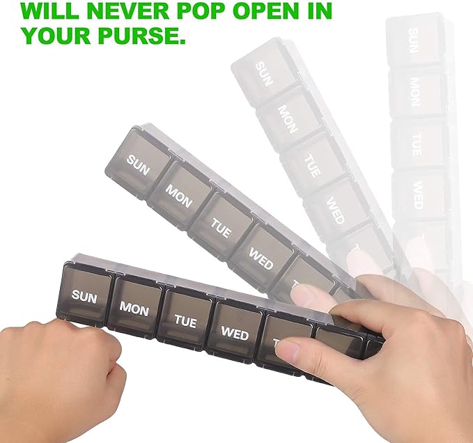 Pill Organizer 7-Day Weekly Pill Organizer | Portable Medicine, Daily Pill Cases for Pills/Vitamin/Fish Oil/Supplements