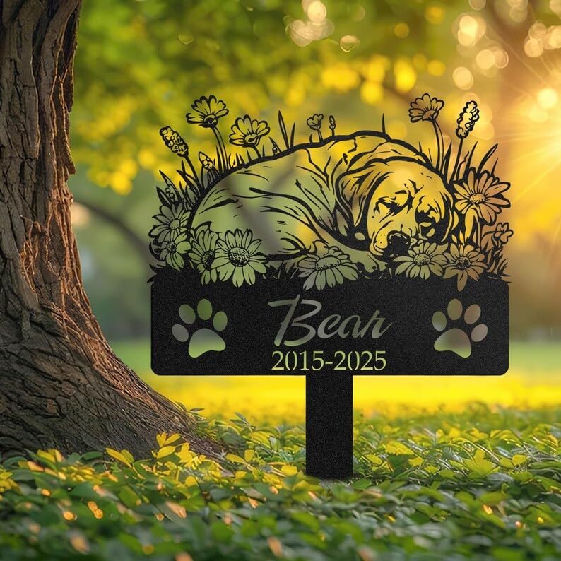 Personalized Labrador Dog Metal Memorial Stake, Dog Loss Decor | Pet Memorial Gifts for Dogs, Grave Marker, Grave Decorations for Cemetery, Dog Dad Gifts, Back Yard, Garden Decor
