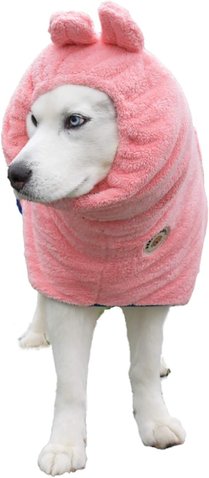 DERPYCHAPPY Premium Dog Towel Robe & Dog Bathrobe for Drying Dogs Made in Korea | Super Absorbent Quick & Adjustable Microfiber Bath Towel for Cats & Puppy Robes After Bath | Soft Warm Coat (Pink,M)