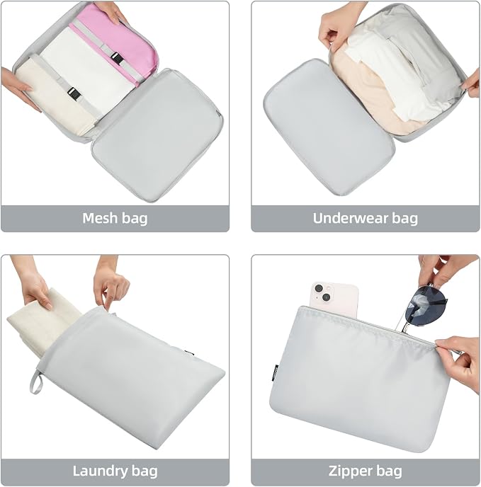 BAGAIL 6 Set/8 Set/10 Set Packing Cubes Various Sizes Packing Organizer for Travel Accessories Luggage Carry On Suitcase