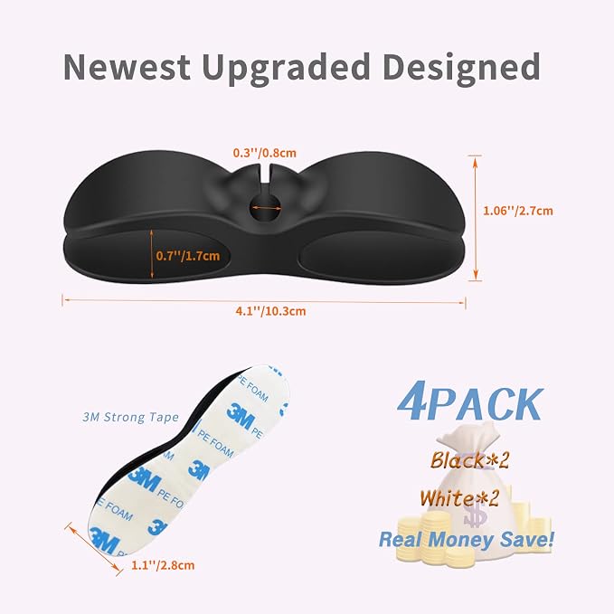 4PCS Cord Organizer For Appliances,UMUST Kitchen Appliance Cord Winder Holder, Cable Wrapper Stick Firmly for Coffee Maker Pressure Cooker Etc (Black)