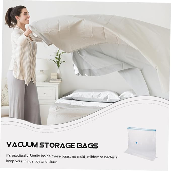 Large Capacity Vacuum Storage Bag 80x100x44cm for Comforters | PET and PE Material, Window Design, Airtight Organizer, White Finish for Household Storage