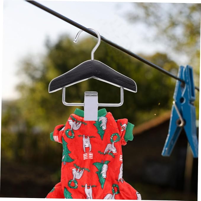 Toddmomy 2pcs Pet Hangers for Cat Outfits Wooden Pet Clothing Rack Clip Cat Clothes Organizer