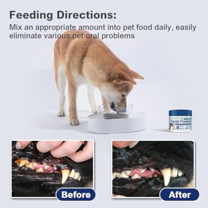 Seven777 Pet Dental Powder,Teeth Cleaning Powder for Dogs and Cats, Plaque & Bad Breath Off,Dental Care Supplies for Small, Medium, Large Dogs and Cats