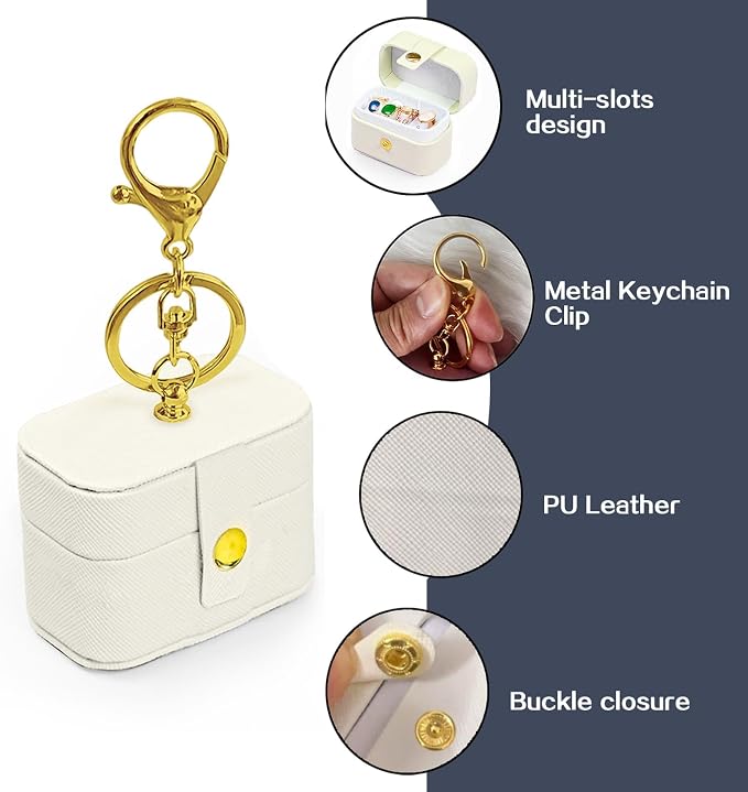 Ring Bearer Pillows for Dog Collar, PU Leather Wedding Ring Pillow Box for Pet, Mini Ring Holder Pouch Box, Earrings Storage Box for Proposal Engagement Wedding Ceremony Party (Ivory-2Pack)