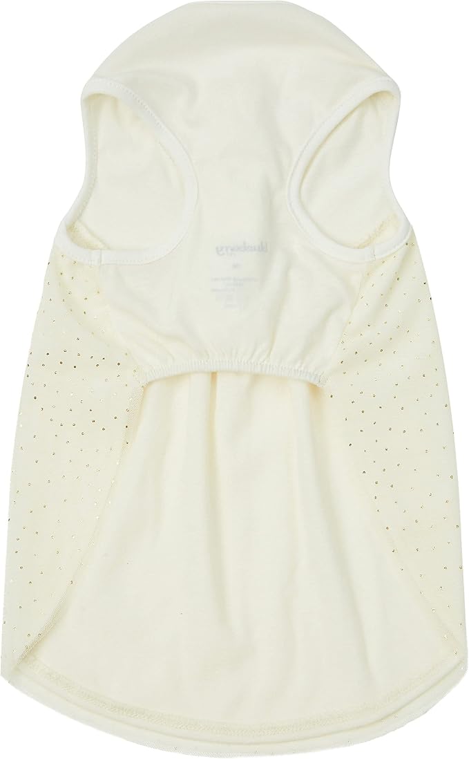 Blueberry Pet My Little Princess Cotton Blend Dog Tulle Dress in Sweet Vanilla with Heart, Back Length 14", Pack of 1 Clothes for Dogs