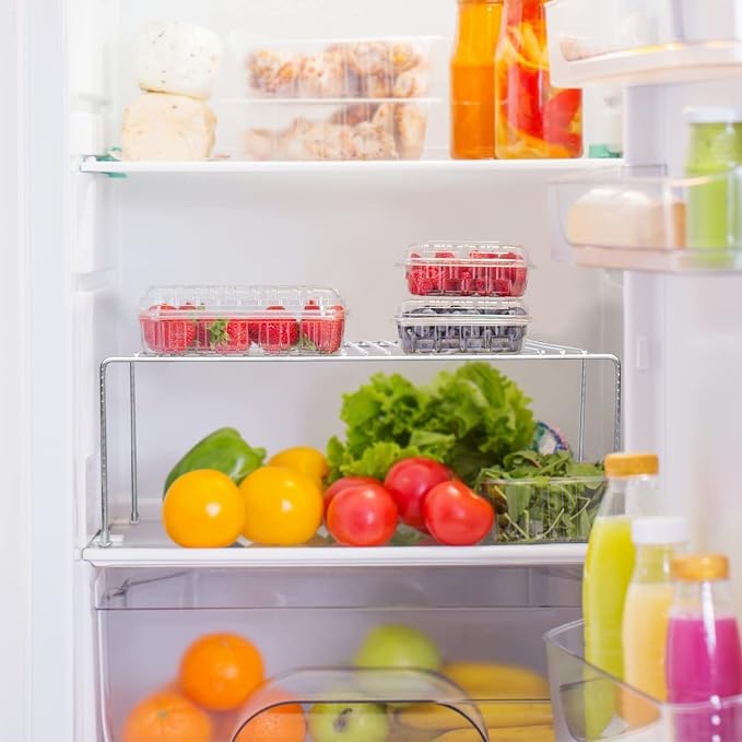 Tomorotec Spice Rack Cabinet Organizer, Expandable Steel, Kitchen, Silver | Stackable Two-Pack Storage Shelves with Anti-Slip Protective Rubber Feet for Pantry or Countertop