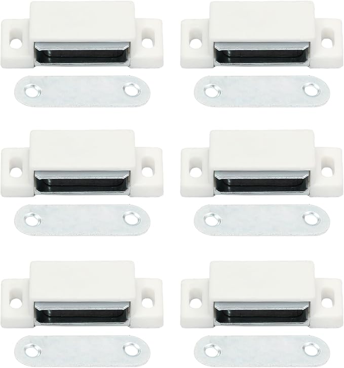 6Pcs Magnetic Door Catch Cabinet Magnets, White | Drawer Magnet Latch, Shutter Hardware, For Closure Cupboard Closet Bathroom