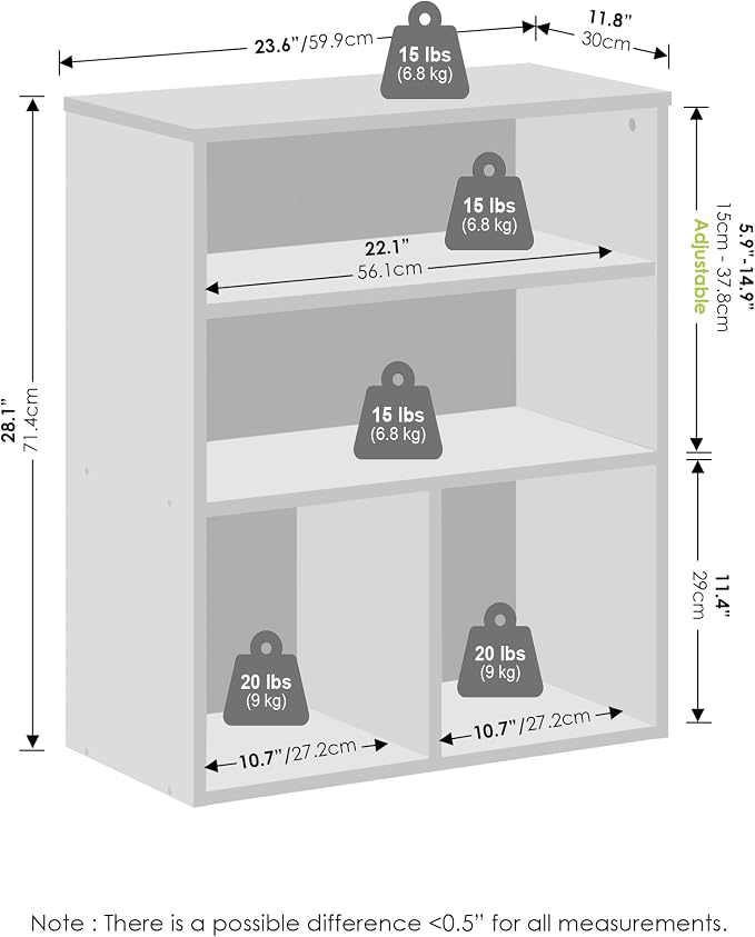 Furinno Reed Closet Organizers and Storage, 3-Tier Closet Organizer, Open Shelf Closet Storage, for Wardrobe, Bedroom, Living Room, White