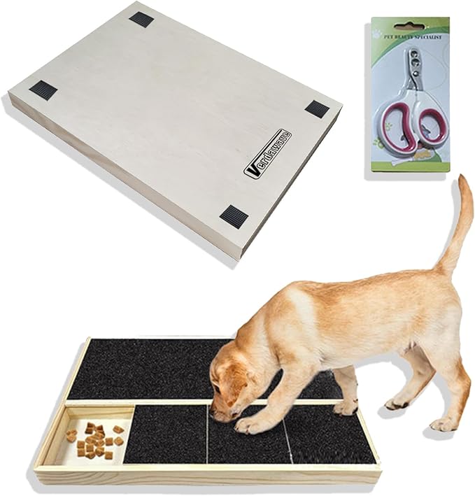 Dog Nail Scratch Pad with Treat Box & Pet Nail Clipper, Interactive Training Tool for Filing Dog Nails, Best for Small Dogs & Puppies, Not A Chew Toy