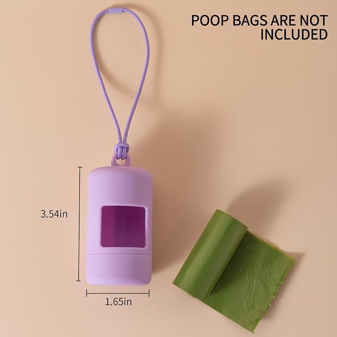 Dog Poop Bag Holder for Leash,2Pack Dogs Waste Bag Dispenser with Elastic Loop Protable Lightweight Plastic Holders for Pet Doggy,Light Blue and Purple