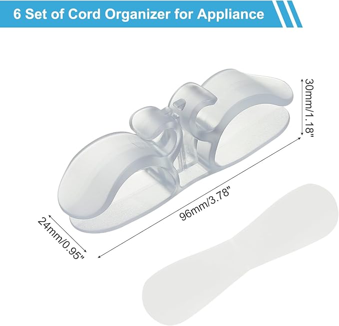 PATIKIL 6Pcs Cord Organizer for Appliances, Kitchen Silicone Appliance Cord Organizer Stick on Wire Wrapper for Kitchen Appliances Pressure Cooker, Clear