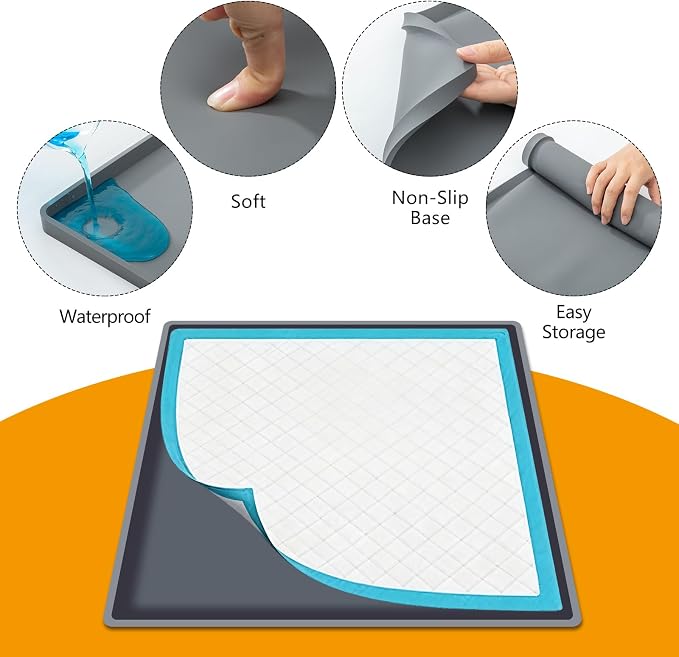 ondware Silicone Dog Pee Pad Holder for 27 x 27 in Pads, Leak-Proof Tray | Raised edges, non-slip base, waterproof silicone, easy clean, portable for home or travel