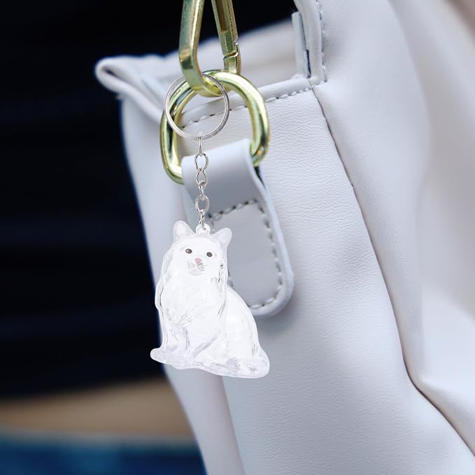 Outanaya Cat Hair Keepsake Cat Shaped Storage Box Keychain Abs | Portable View Capsule, Cute Memorial Organizer for Pet Hair, Home Use and Travel, Stylish Accessory