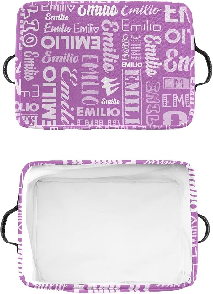 Personalized Toy Box Storage Bins for Boys Girls with Name, Kids Custom Storage Basket Cubes Organizer with Handles, Shelf Closet Storage Baskets Bin Customized Gift, 1 Pack
