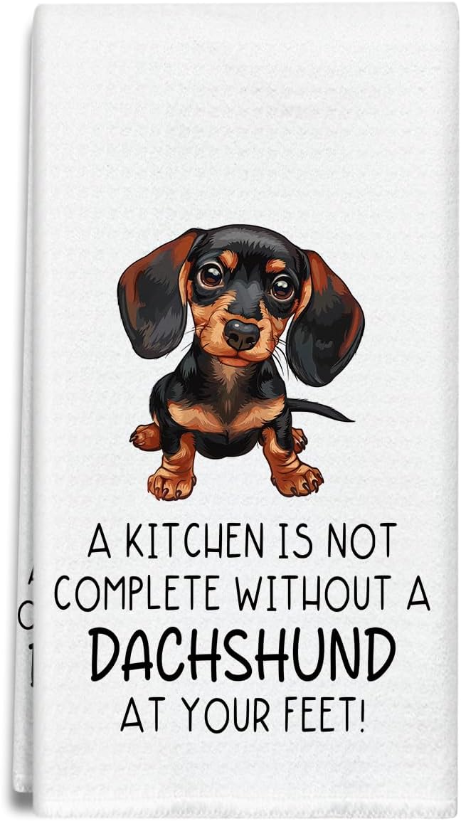 Funny Dachshund Kitchen Towels Dish Cloths, Dog Decorative Hand Towel Drying Cloth for Bathroom Baking, Wiener Gifts for Dog Lover, Friend, Woman, 16x24 Inches -32
