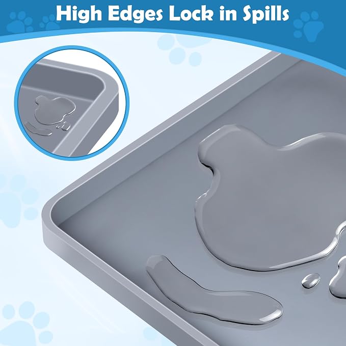 Dog Pee Pad Holder, 2 Pack Dog Potty Tray Silicone Puppy Pad Holder Tray Fits for 24" x 24" Training Pads, Puppy Potty Tray With 8 Clamps No Spill Raised Lip High Edge for Floor Protection (Dark Grey)