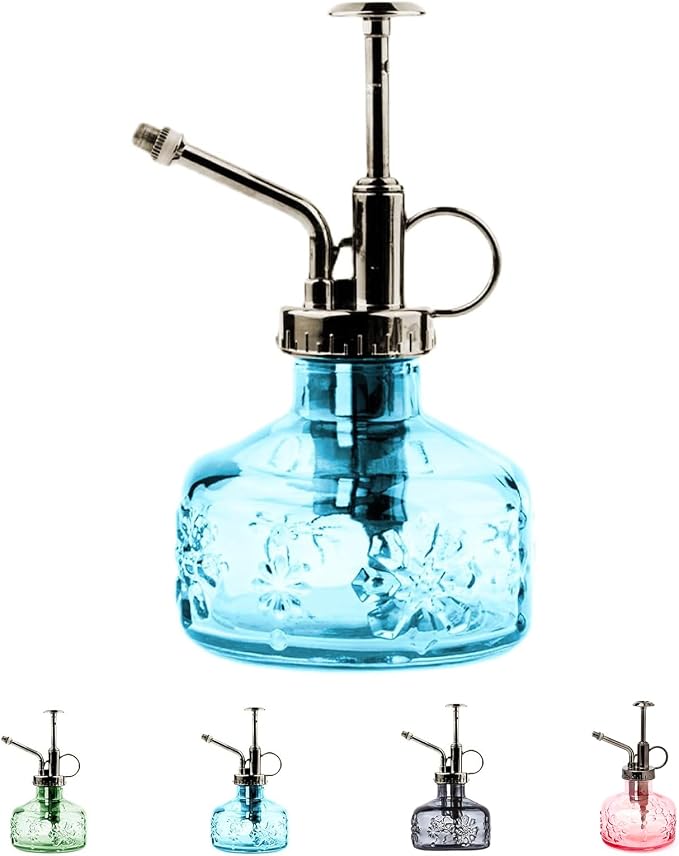 XXXFLOWER Glass Plant Mister Spray Bottle for Indoor Plant Spritzer Succulent Watering Bottle Tall Vintage Style with Bronze Plastic Top Pump | Mini Watering Can Indoor Plants Indoor Plant Mister Succulent Watering Bottle Tall Vintage Style with Bronze...
