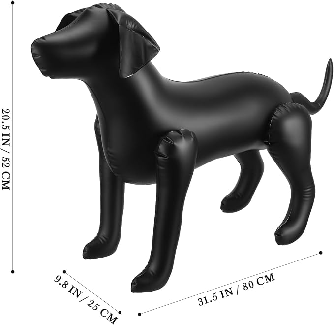 Toddmomy Inflatable Dog Mannequin - Black Waterproof PVC Self-Standing Medium Dog Dress Form for Pet Clothing Display E-Commerce Photography Trade Shows Labrador Doberman