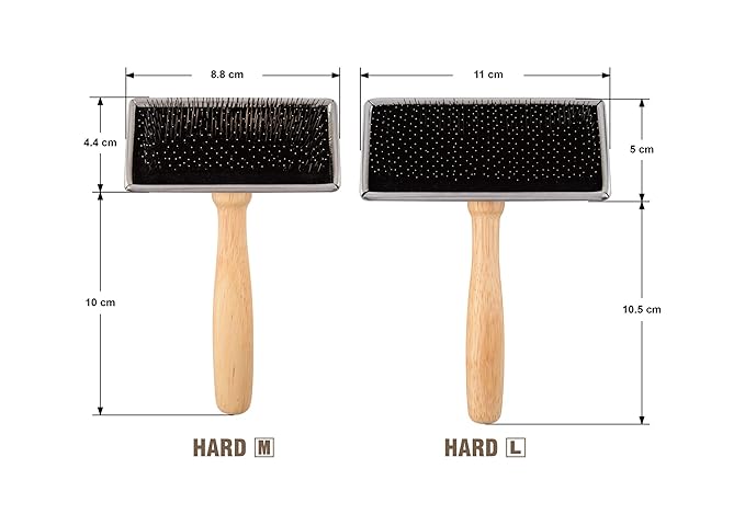 Furzone Wooden Slicker Brush - Stainless Steel Hard Pin Grooming Brush for Dogs (Size L)