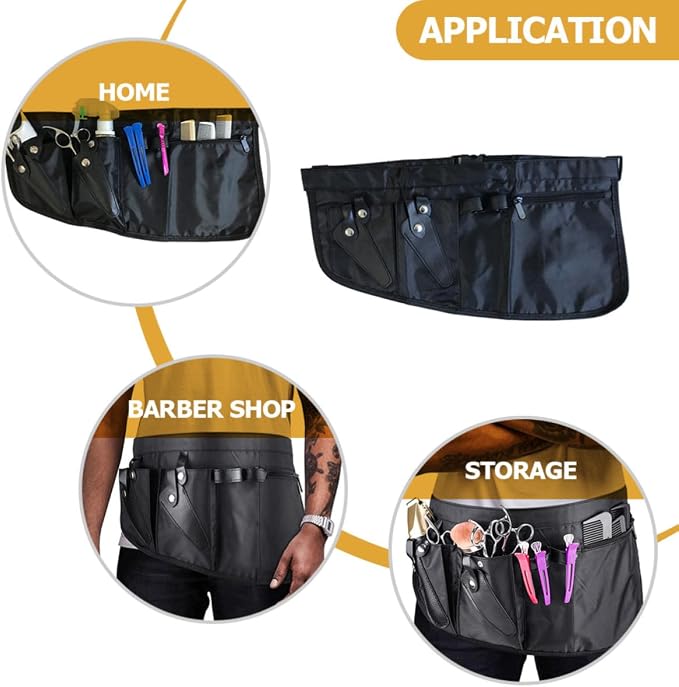 OSALADI Hairdresser Waist Bag Canvas Black Scissor Storage Pouch | Barber Tool Organizer, Shockproof Waterproof Build, Roomy Compartments for Combs and Clips