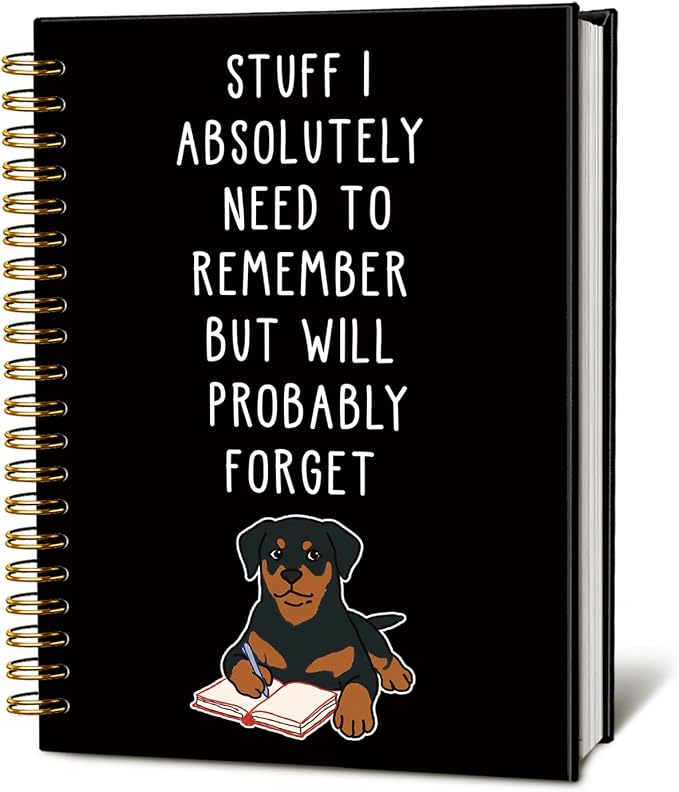 LIANGW Funny Rottweiler Gifts Spiral Notebook Journal | Pet Dog Mom Lovers Owner Gifts Journal for Writing,Rottweiler Gift for Women,Dog School Office Stuff Supplies,5.5x8.3 Inch
