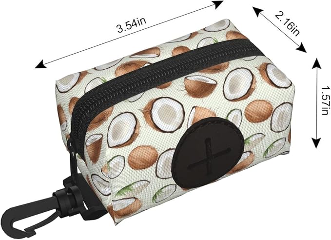 Coconut Pet Waste Bag Dispenser 0.2L | Portable Dog Poop Holder Waste Bag With Zipper Park Doggy Walking Accessory