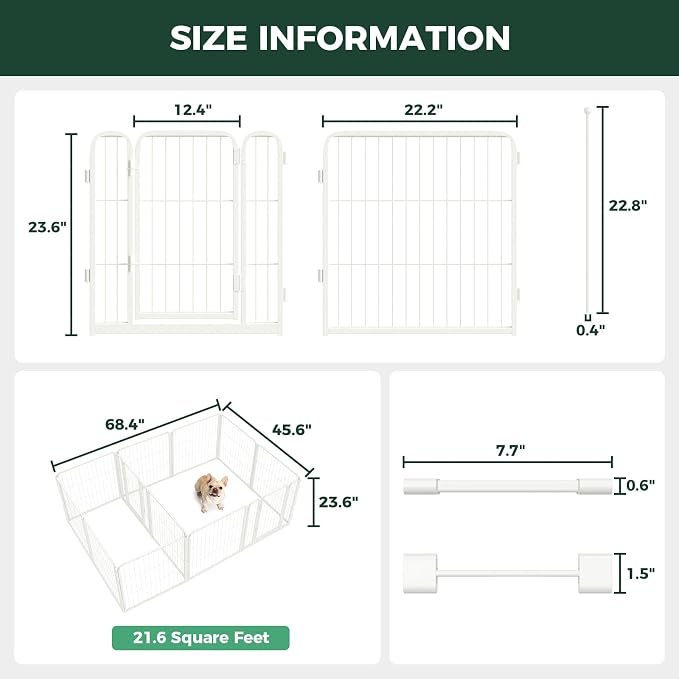 FXW Homeplus Indoor Dog Playpen with Divider Connectors, 24" H, 12 Panels | Calm Indoor Play Area, Two-Zone Layout, For Puppies & Small Dogs, Patented