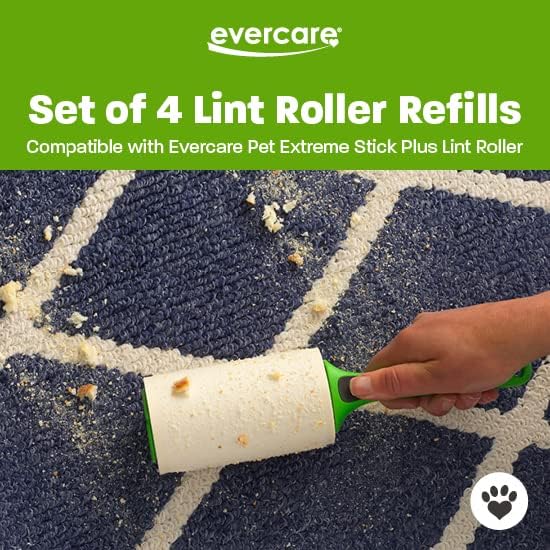 Evercare Pack of 4 Pet Extreme Stick Plus Lint Roller Refill Rolls