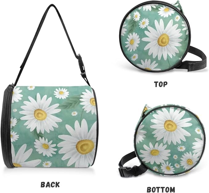 Aesthetic Bathroom Hanging Toilet Paper Tissue Holder Wall Mounted Tissue Towel Roll Holder with Adjustable Strap Easy Installation,Daisy Print