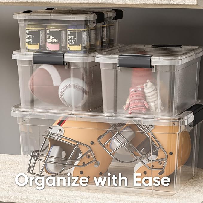 Superio 22.5 Quart Clear Plastic Storage Boxes with Lids, Stackable Organizer Containers, BPA-Free Storage Bins for Home, Office, School & Dorm, 10 Pack