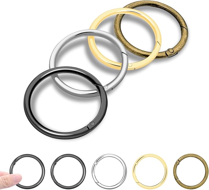 CooBigo 10Pack 1-1/2"" Large Round Carabiner Clips, Metal Spring O Rings for Organizer Key Rings, Paracord Keychain Lanyard, Pet Chains, Purse Hardware, Key Snap Hooks DIY Accessory (Assorted)