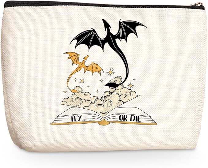Fantasy Dragon Makeup Bag, Book Lovers Gifts Bookish Gifts Cosmetic Bag | Fantasy Halloween Christmas Birthday Gifts for Readers Women Girls Friends Niece Book Accessories Travel Toiletry Bag