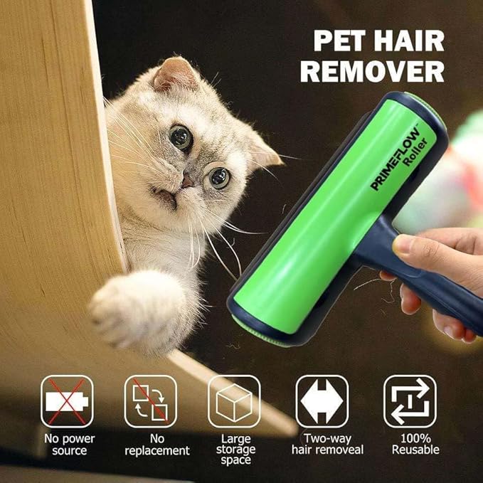 Pet Hair Remover Roller — Reusable Dog & Cat Hair Remover for Furniture, Couch, Clothing & Car | Eco Friendly Lint Roller | No Sticky Tape, No Batteries | Manual Fur Remover