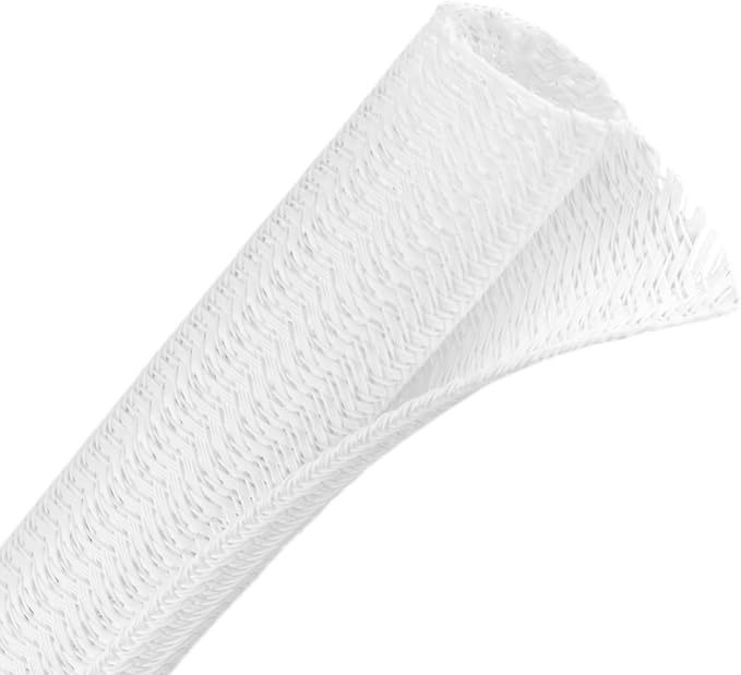 Wire Loom Tubing, 10ft Split Braided Cable Management Sleeve, Flexible Mesh Cord Protector Cable Sleeve for TV Computer (White, 1/2")