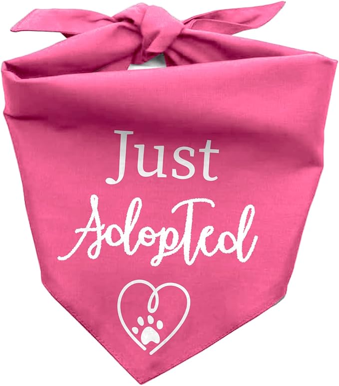 Adopt Me Bandanas for Dogs, Just Adopted Dog Bandana, Funny Cute Pet Triangle Scarf for Medium Large Dogs Puppy, Gifts for Dog Mom Owner Lovers Christmas (Pink)