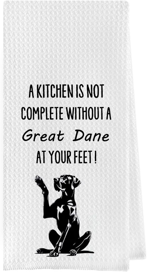 Great Dane Dish Towels - Funny Great Dane Gifts Decorative Waffle Weave Kitchen Towels, Dog Lover Gifts Hand Towel, Tea Towel (16×24 Inches)