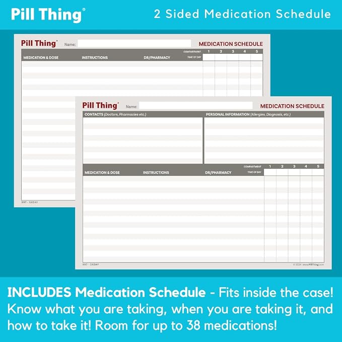 7-Day Weekly Pill Organizer with Secure Case, 5 Compartments Per Day, Removable Tray, Medication Schedule, Travel Pill Box-Complex Medication Routine (5 Time-a-Day - Black)