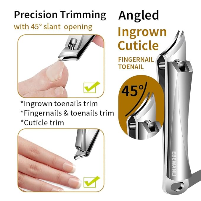 EBEWANLI Ingrown Toenail Clippers, Pointed Stainless Steel Nail Clippers for Hangnail or Ingrown Toenails Removal, Slant Blade Ingrown Toenail Tool for Feet, Almond Nail Clippers for Acrylic Nail Tips