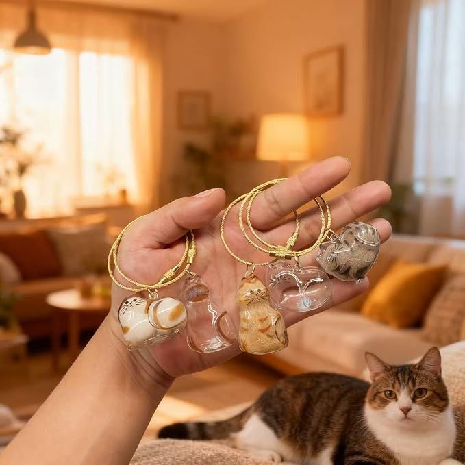 Cat Hair Storage Keychain,Transparent Cat and Dog Hair Storage Capsule,Welldonepet Cats Hairs Keychain