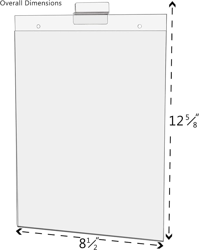 Marketing Holders Slatwall Sign Holder for 8.5 x 11 Inch Flyers Ads and Price Lists in Retail Stores Libraries and Bookstores Clear Tramsparent Acrylic Literature Sleeve No Assembly Required