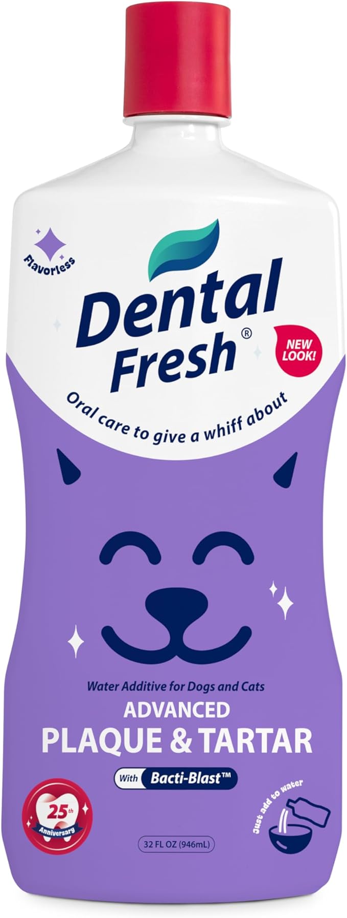 Veterinary Formula Dental Fresh Water Additive for Dogs and Cats, Advanced Plaque and Tartar Control, 32 Fl Oz