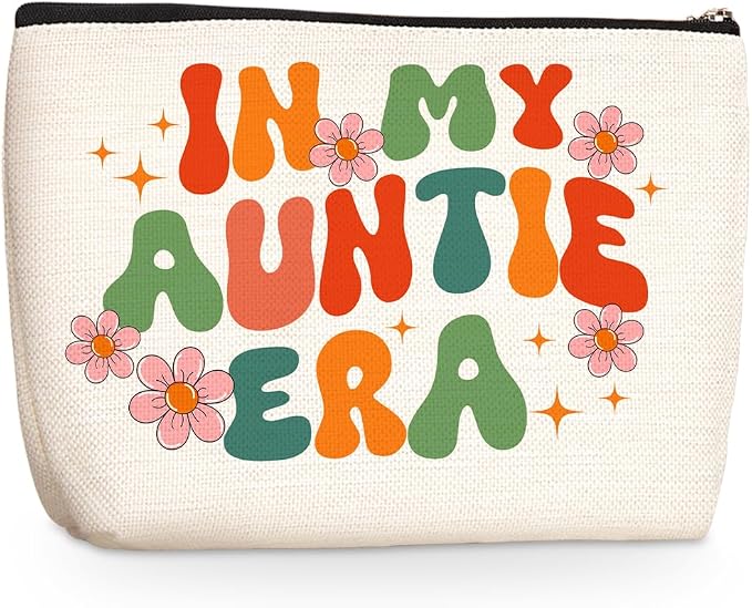 Wenboco Funny Aunt Cosmetic Bag, Best Auntie Ever Makeup Bag | Toiletry Bags for Pregnancy Announcement, Appreciation Gift for Women on Mother's Day, Christmas, Birthday